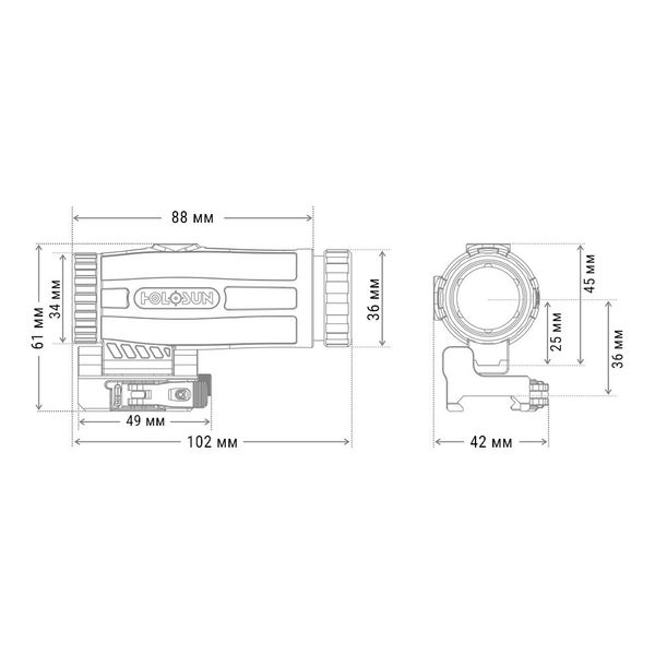 високоякісний 3-кратний збільшувач Holosun HM3X чорний 37782 фото