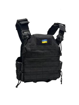 Плитоноска швидкого скидання з боковими карманами Cordura 1000D чорна 42237 фото